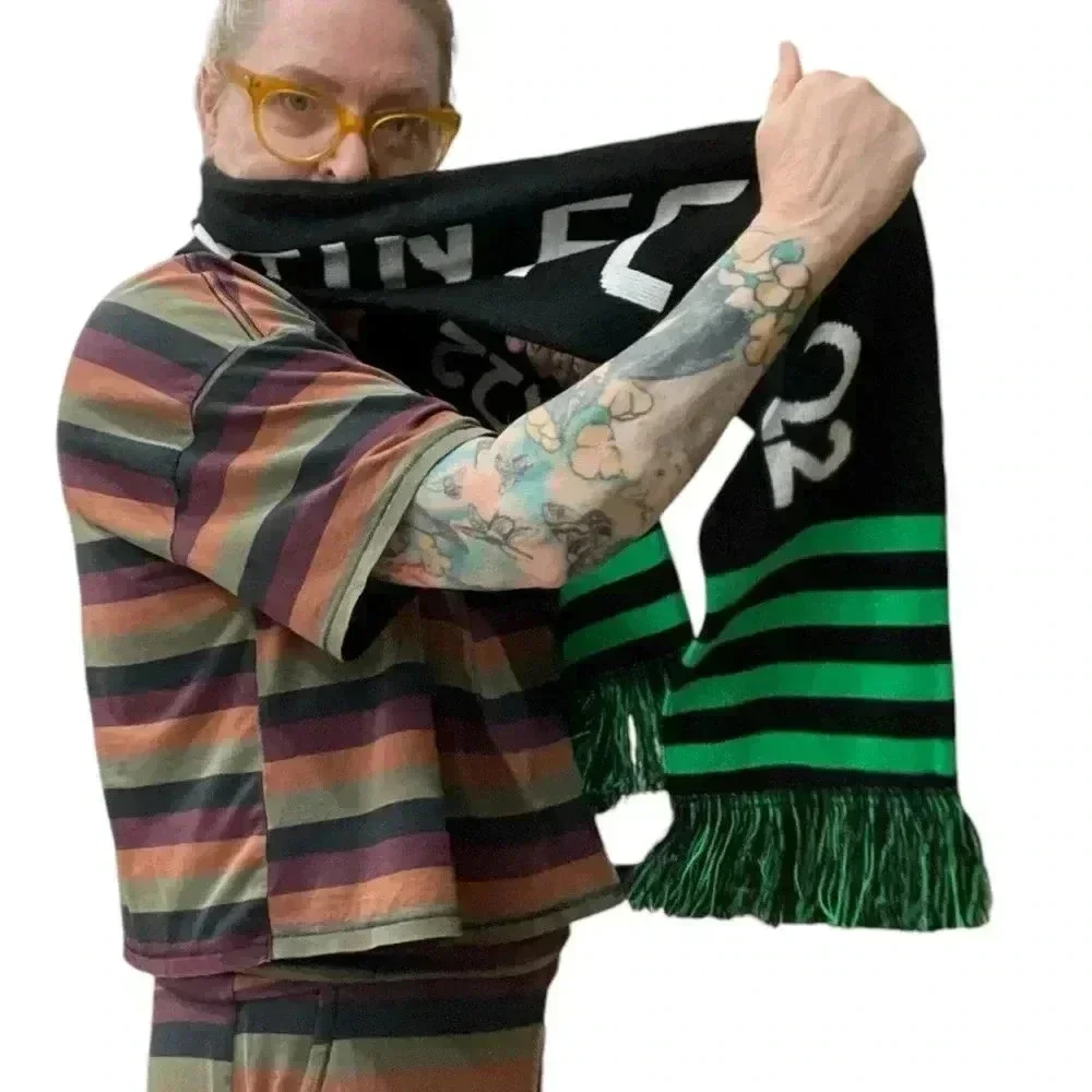 Austin FC Scarf Verde Green Black Austin Texas Game Day Scarf Fringe OS 60” X 7”